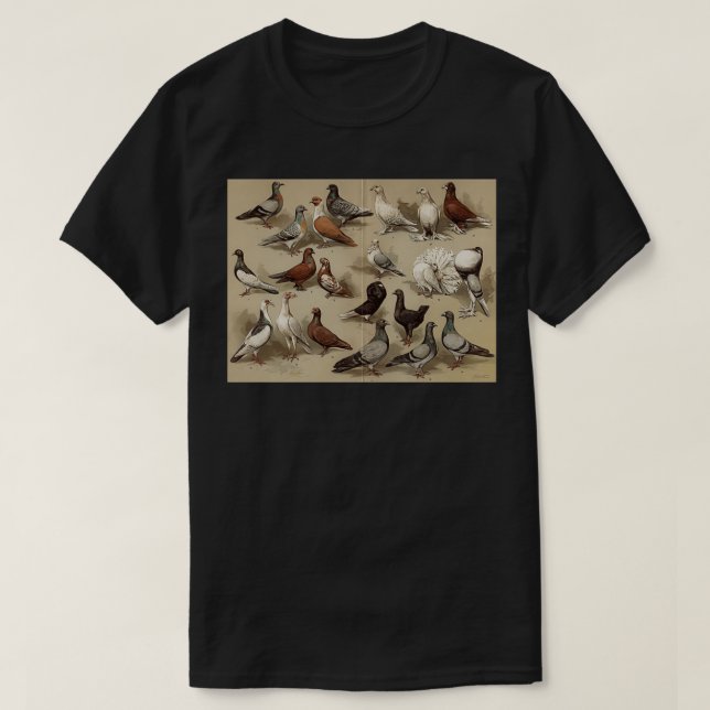 Camiseta Gráfico de razas de pichón (Diseño del anverso)
