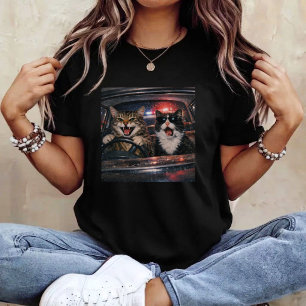 Camiseta Gráfico de retrato divertido de meme de gato condu