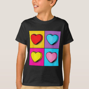 Camiseta Gráfico de San Valentín de Arte Pop de Corazón de