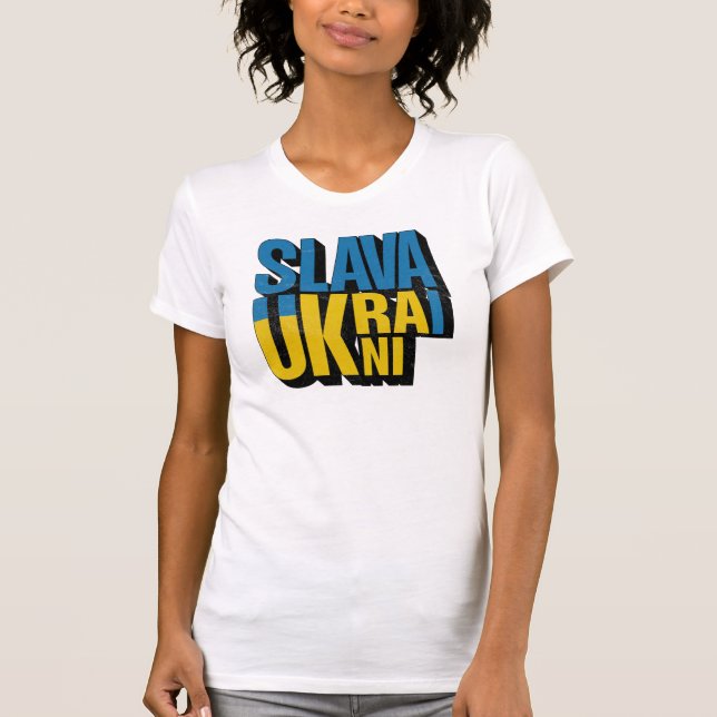 Camiseta Gráfico de Slava Ukraini, diseño del orgullo ucran (Anverso)