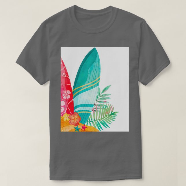 Camiseta Gráfico de Surfboard Tropical (Diseño del anverso)