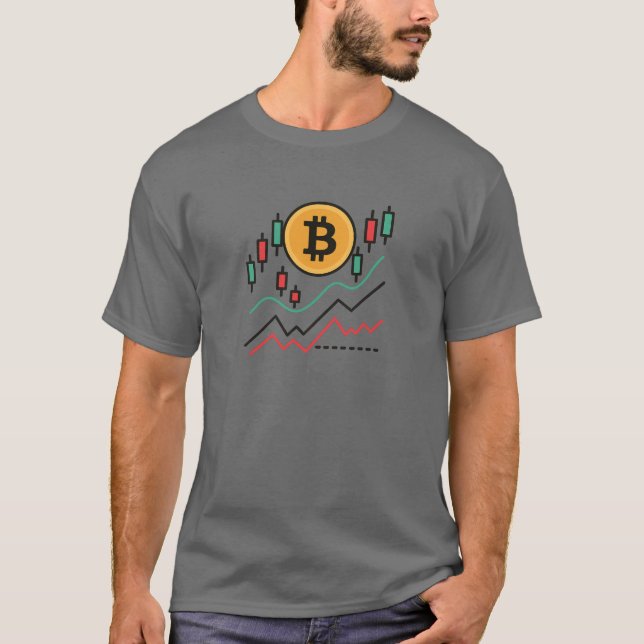 Camiseta Gráfico de Velas de Bitcoin Comerciante (Anverso)
