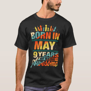 Camiseta Gráfico de velas de cumpleaños de 9 años de mayo d