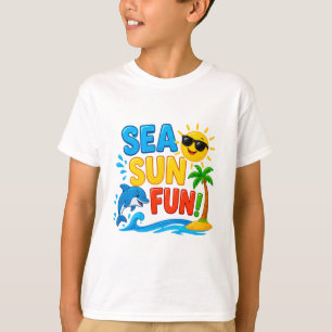 Camiseta ☀️ Gráfico de Verano Oceánico para Niños de Playa 