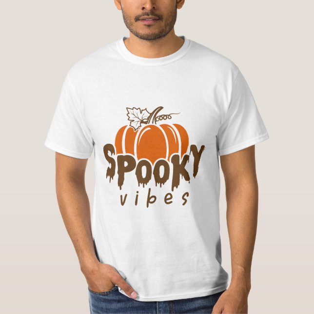 Camiseta Gráfico de vibraciones de Halloween, Naranja pardo (Anverso)