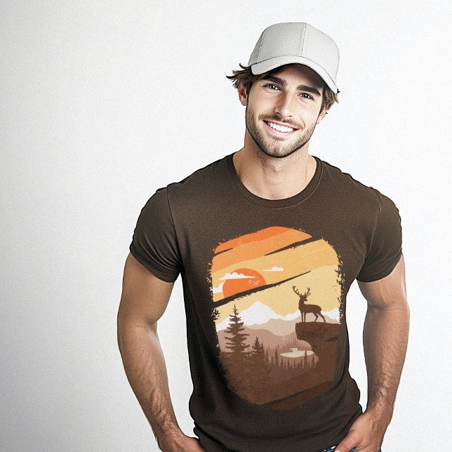 Camiseta Gráfico de vida salvaje de ciervos Brown (Deer Wildlife Graphic Brown T-Shirt)