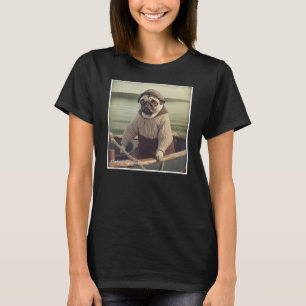 Camiseta Gráfico de Vintage de la pesca del marinero Pug