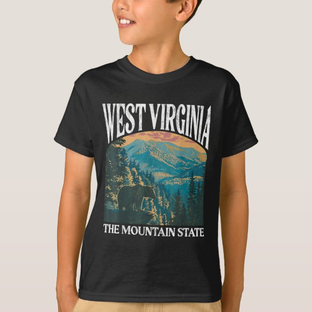 Camiseta Gráfico de Virginia Retro Bear Mountain (Anverso)