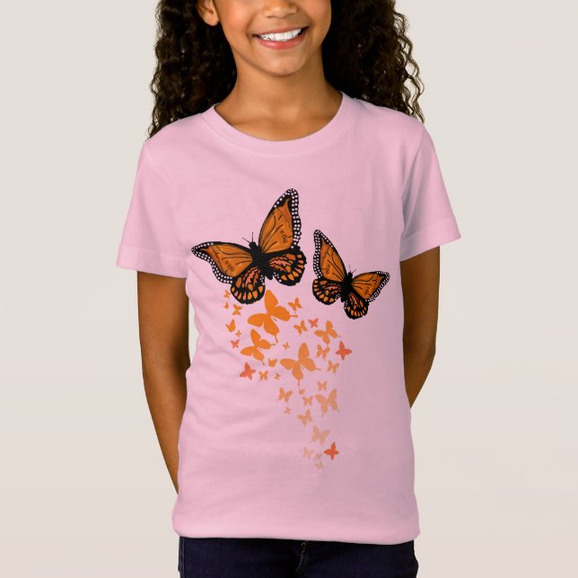 Camiseta Gráfico de vuelo de mariposa monarca de bonito (Anverso)