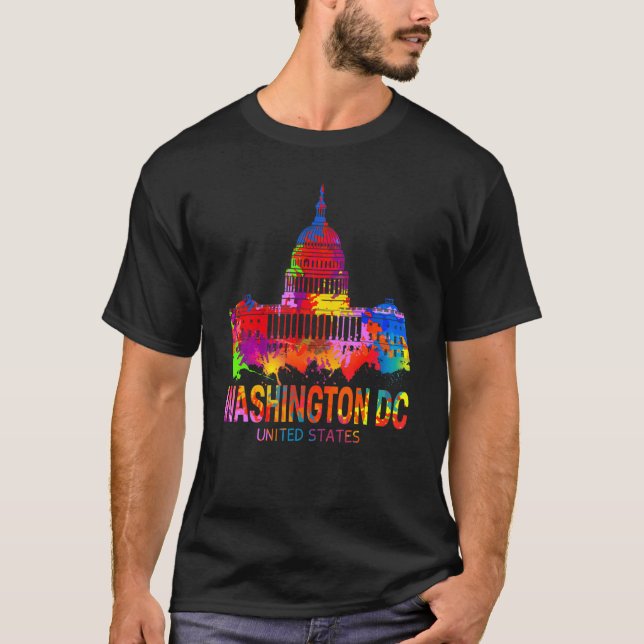 Camiseta Gráfico de Washington Dc Tie Dye Wn American (Anverso)