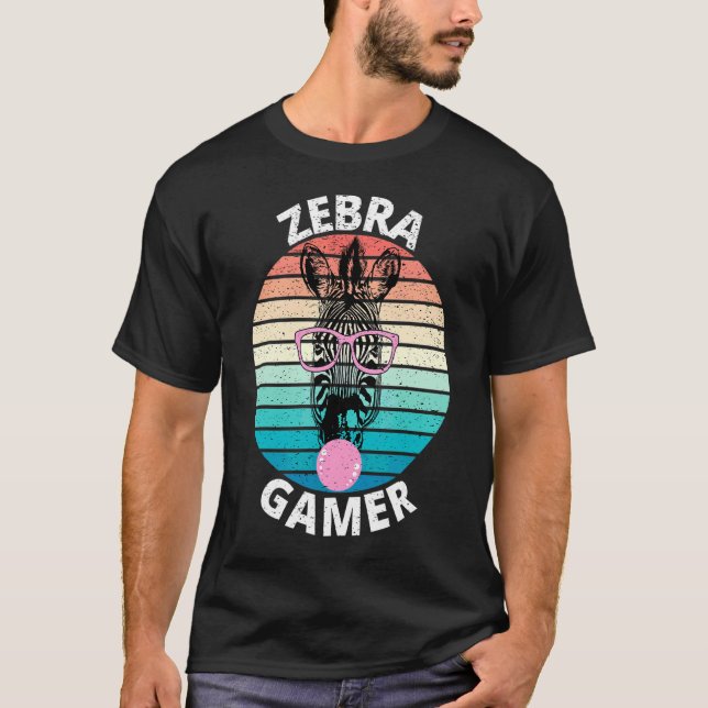 Camiseta Gráfico De Zebra Gamer Para Niños Jugadores (Anverso)
