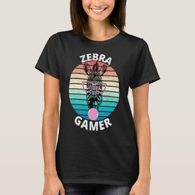 Camiseta Gráfico De Zebra Gamer Para Niños Jugadores (Anverso)