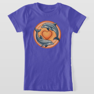 Camiseta Gráfico del círculo del corazón de delfines de la
