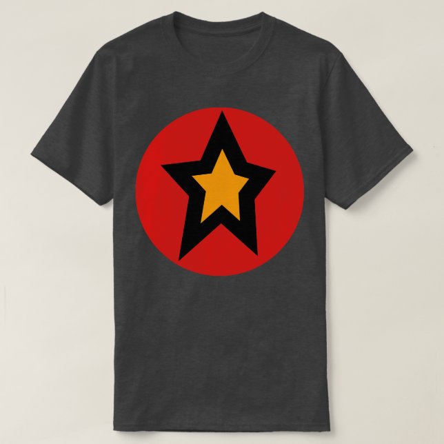Camiseta Gráfico del círculo rojo dorado (Diseño del anverso)