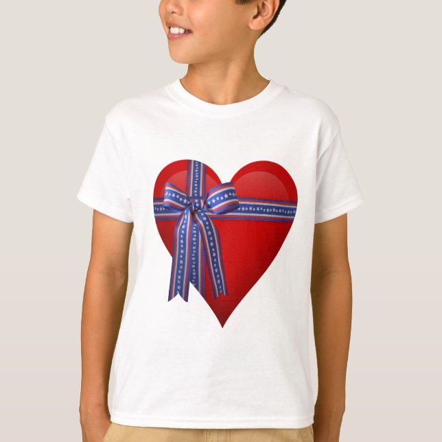 Camiseta Gráfico del Corazón Patriótico (Anverso)