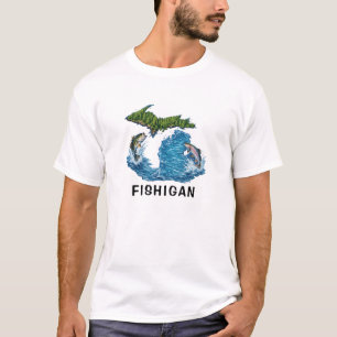 Camiseta Gráfico del estado de Michigan con pez