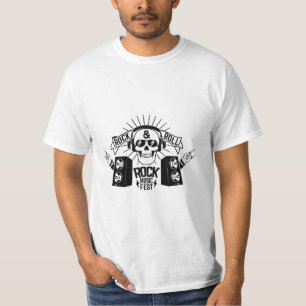 Camiseta Gráfico del Festival de Música Rock & Roll Skull