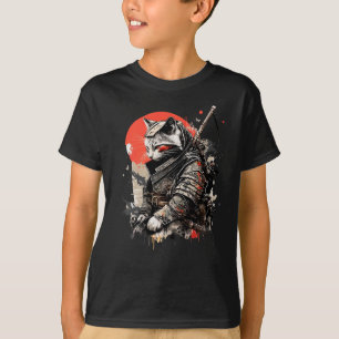 Camiseta Gráfico del gato japonés samurai Ninja Kawaii Tatt
