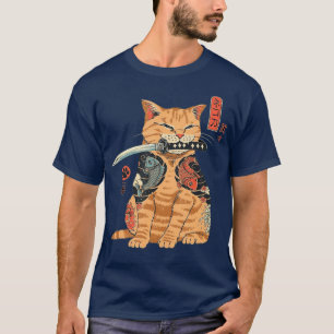 Camiseta Gráfico del gato japonés samurai Ninja Kawaii Tatt