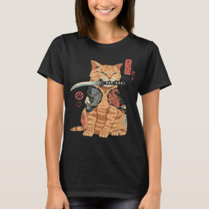 Camiseta Gráfico del gato japonés samurai Ninja Kawaii Tatt