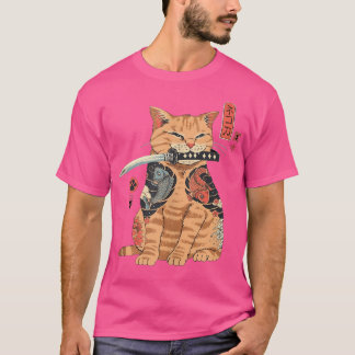 Camiseta Gráfico del gato japonés samurai Ninja Kawaii Tatt
