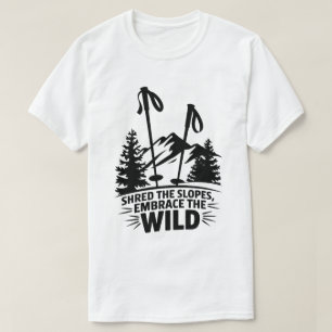 Camiseta Gráfico del invierno de los postes de esquí de mon