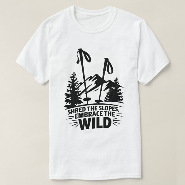 Camiseta Gráfico del invierno de los postes de esquí de mon (Diseño del anverso)