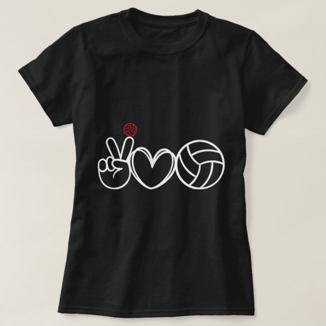 Camiseta Gráfico del jugador de voleibol Peace Love (Diseño del anverso)