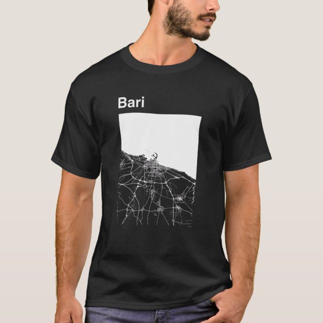Camiseta Gráfico del mapa clásico de la ciudad de Bari Ital (Anverso)