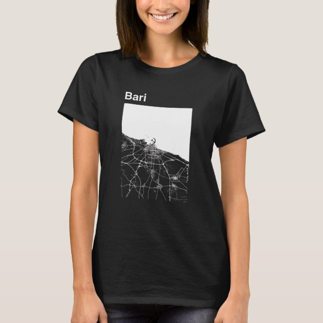 Camiseta Gráfico del mapa clásico de la ciudad de Bari Ital (Anverso)