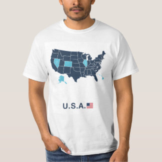 Camiseta Gráfico del mapa de la bandera americana Patriótic
