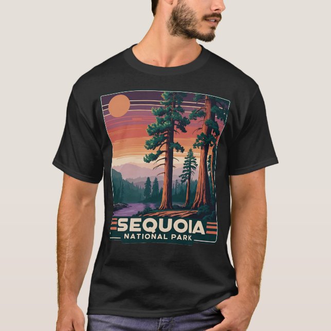 Camiseta Gráfico del Parque Nacional Sequoia Retro Sunset L (Anverso)