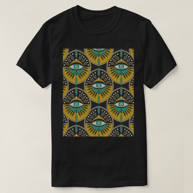 Camiseta Gráfico del patrón de ojos tribales malvados (Diseño del anverso)