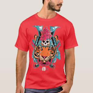 Camiseta Gráfico del tigre Kawaii de Ninja, samurai, japoné