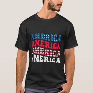 Camiseta gráfico divertido de la bandera de América 4 de ju