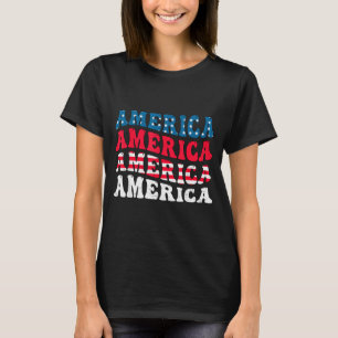 Camiseta gráfico divertido de la bandera de América 4 de ju
