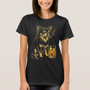 Camiseta Gráfico divertido de meme de perro chihuahua fuman