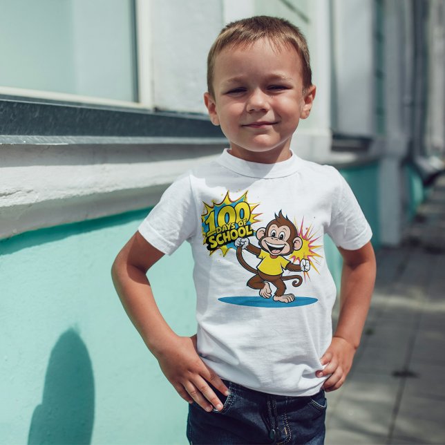 Camiseta Gráfico divertido de mono, 100 días de celebración (Subido por el creador)