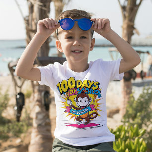 Camiseta Gráfico divertido de mono, 100 días de celebración