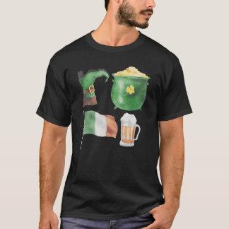 Camiseta Gráfico divertido de símbolos del Día de San Patri
