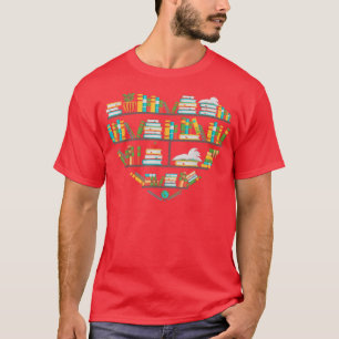 Camiseta Gráfico divertido del libro de la biblioteca Heart