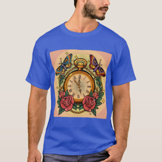 Camiseta Gráfico Estético de Reloj de Bolsillo Vintage y Ma