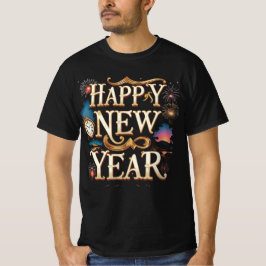 Camiseta Gráfico Festivo de Año Nuevo Feliz