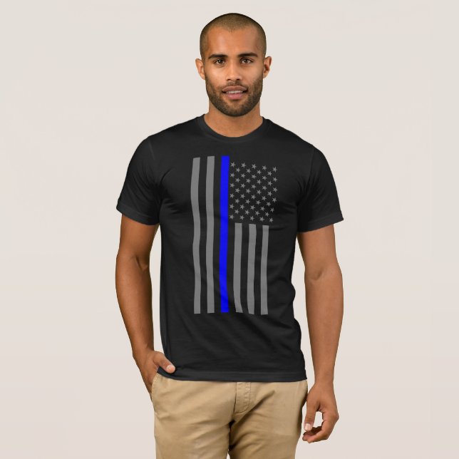 Camiseta Gráfico fino de la bandera americana de Blue Line (Anverso completo)