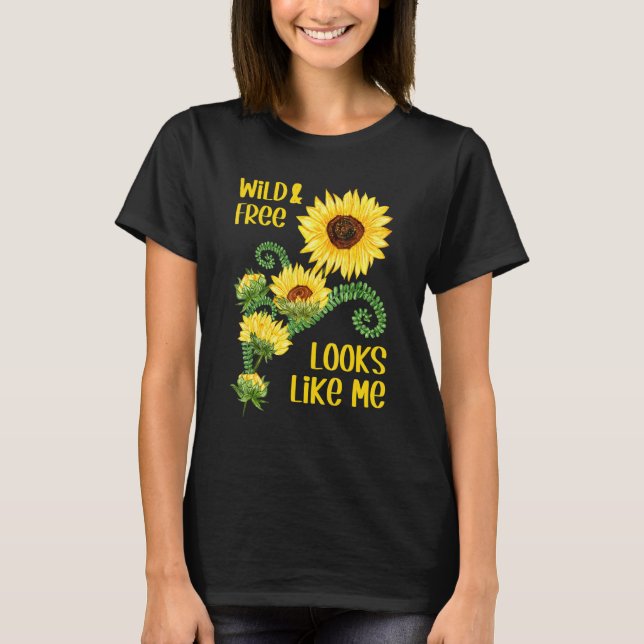 Camiseta Gráfico Floral De Girasol Para Mujeres Niños - Sil (Anverso)