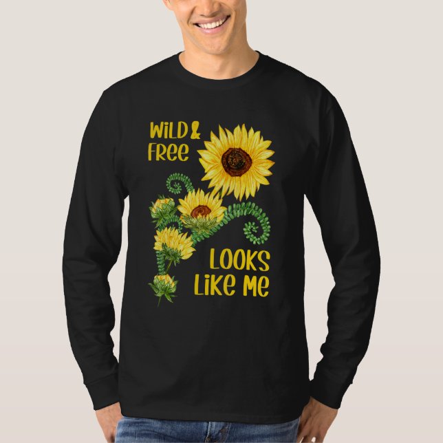Camiseta Gráfico Floral De Girasol Para Mujeres Niños - Sil (Anverso)