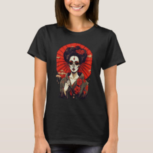 Camiseta Gráfico Geisha del Skeleton japonés Geisha Skull