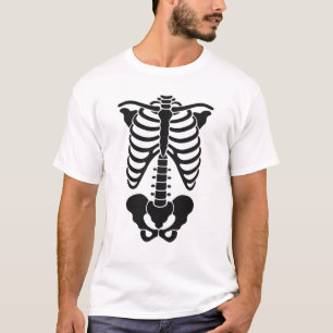 Camiseta Gráfico Gótico de Jaula de Costillas de Esqueleto