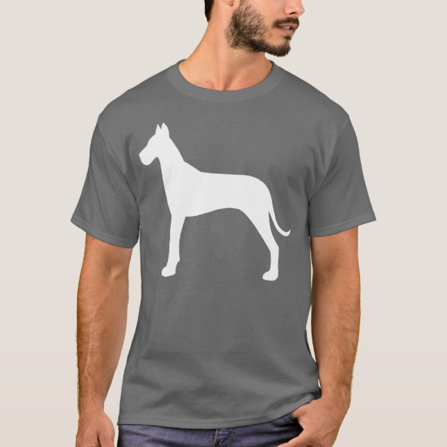 Camiseta Gráfico grande de great dane de la silueta blanca (Anverso)