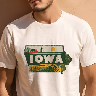Camiseta Gráfico icónico de Iowa de viaje retro